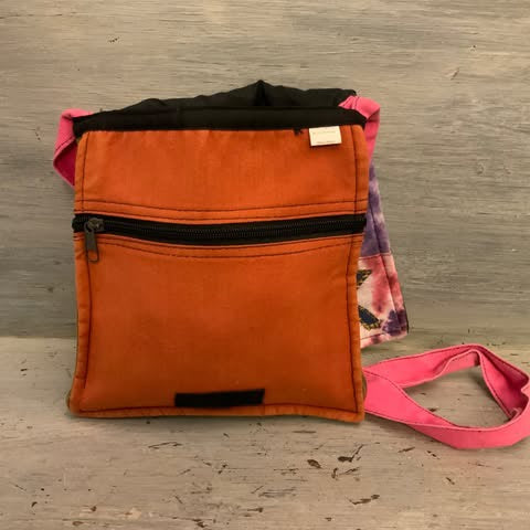 New York Multicolor Tie Die 100% Cotton Fabric Crossbody Bag Purse Like New