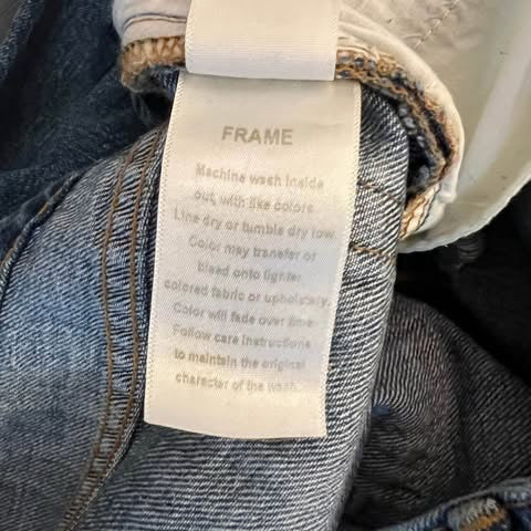 Frame Denim Le Grand Garçon Low Rise Distressed Straight Leg Jeans Size 34x28 Good Condition