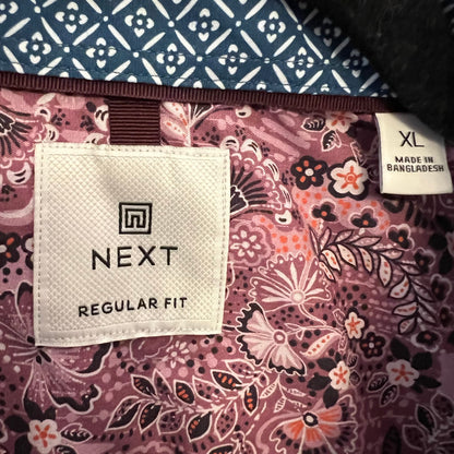 NEXT 100% Cottan Mauve Print Short Sleeve Button Down Shirt XL Good Condition