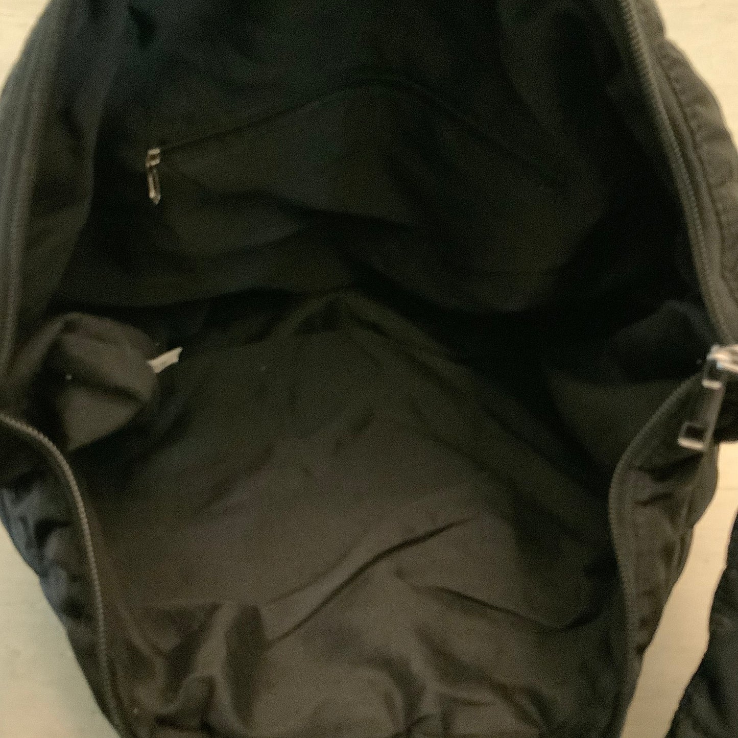 Black Nylon Waffle Quilted Puffer Shoulder Bag Purse Good Condition