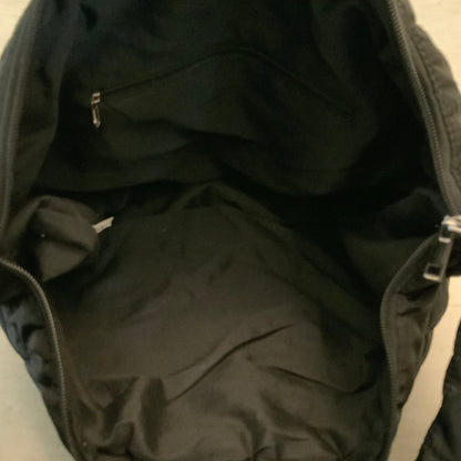 Black Nylon Waffle Quilted Puffer Shoulder Bag Purse Good Condition