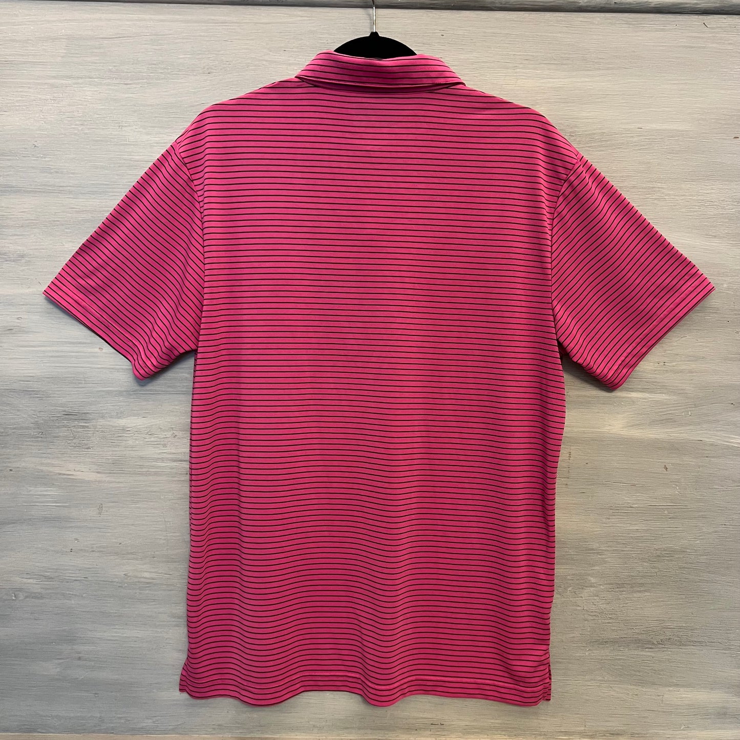 PGA Tour Hot Pink Black Stripe Polo Golf Shirt Medium Like New