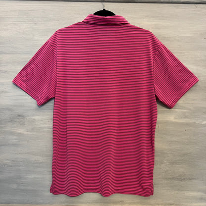 PGA Tour Hot Pink Black Stripe Polo Golf Shirt Medium Like New