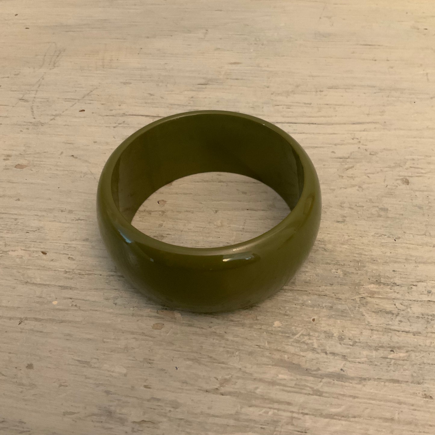 Deep Green Plastic Chunky Bangle Bracelet 3" Diameter Good Condition