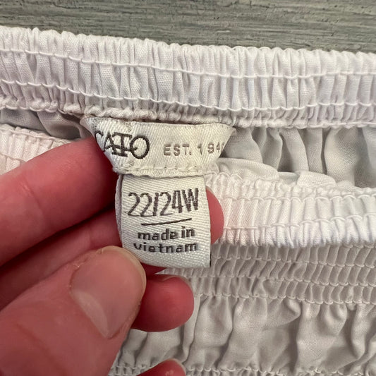 Cato White Square Neck Shirred Top Ruffled Wide Half Sleeve Blouse 22/24 Like New