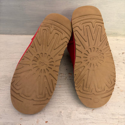 Ugg Australia Suede Leather Red Classic Mini Slip On Boots Size U.S 8 Good Condition
