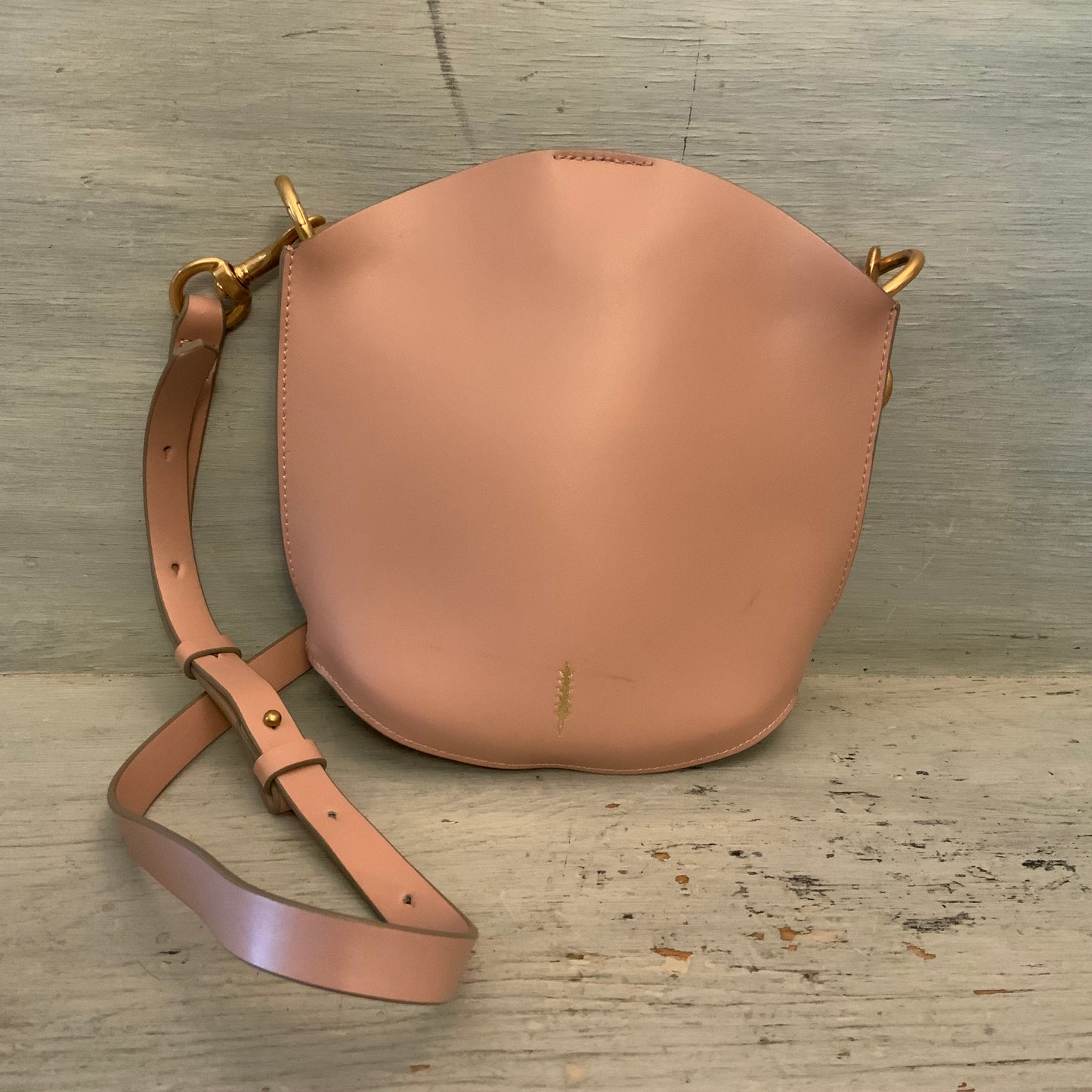 Mauve Pink Faux Leather Crossbody Bag Purse Good Condition