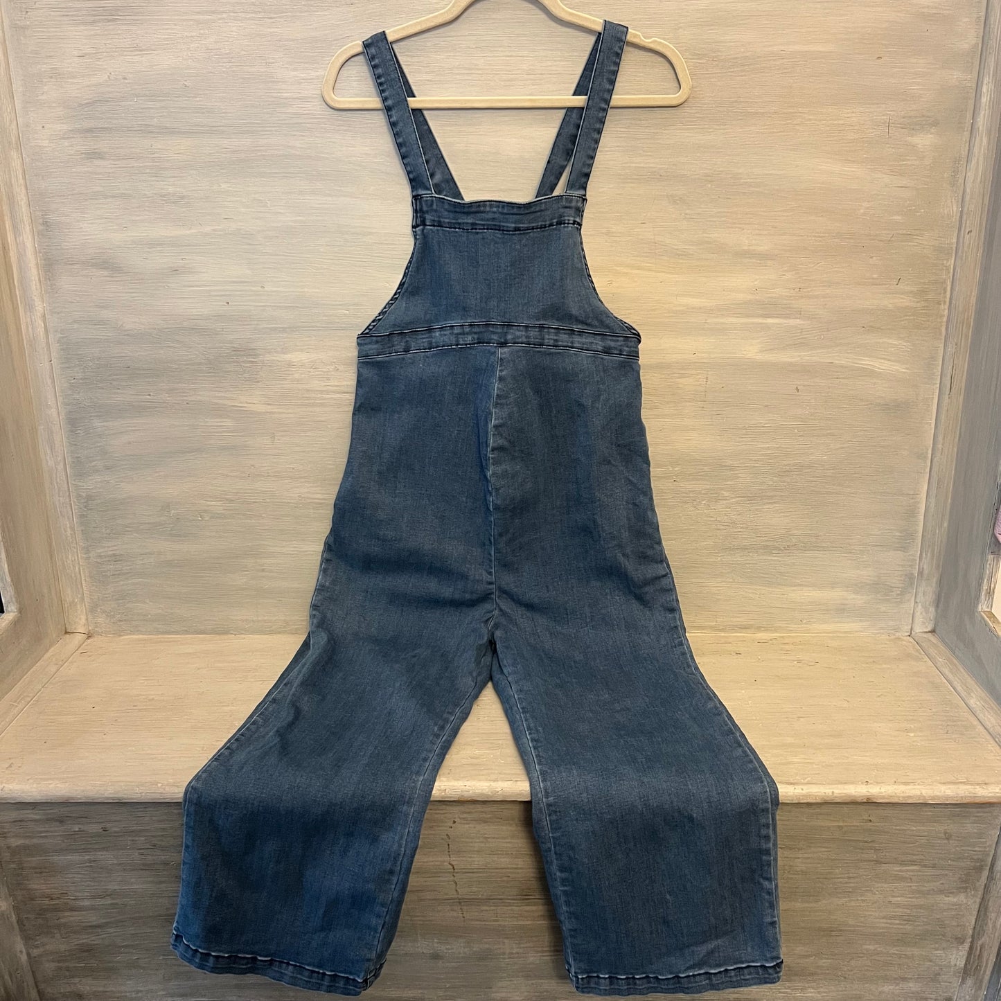 led Luxe Essentials Denim Maternity Bib Overalls Size XS Good Condition