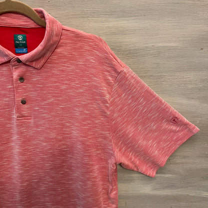 Pro Tour Coolplay Coral Heathered Short Sleeve Casual Polo Shirt Size Medium Good Condition