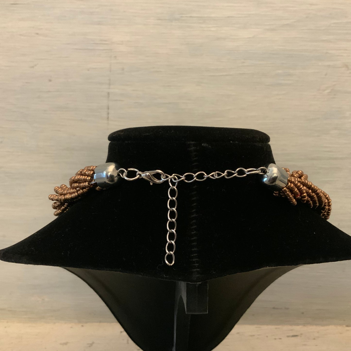 Ombré Copper Gun Metal Beaded Braid Choker Necklace Good Condition