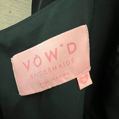 VOW’D Bridesmaids Dark Forest Green Satin Sleeveless Bridesmaid Dress Size 16 Good Condition