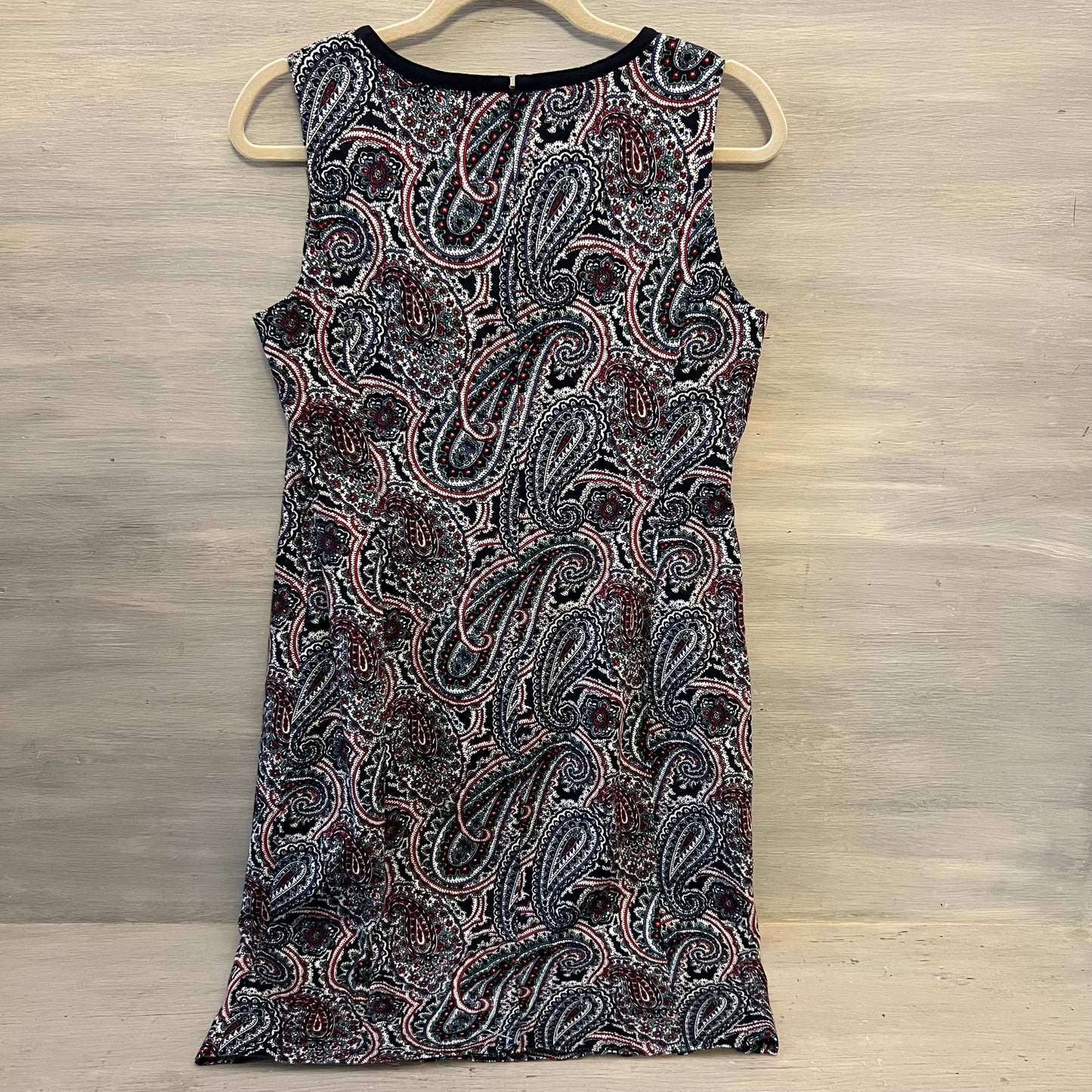 Talbots 98% Cotton Notched Yneck Multicolor Paisley Print Shift Dress Size 10p Good Condition