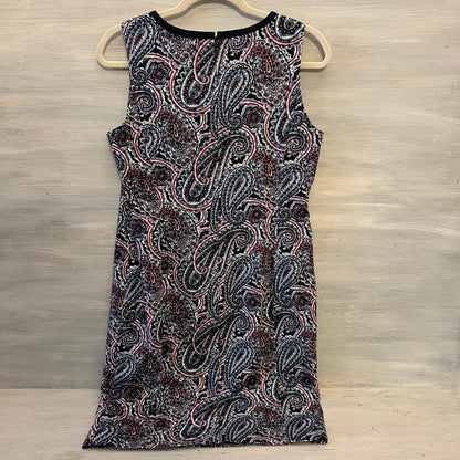Talbots 98% Cotton Notched Yneck Multicolor Paisley Print Shift Dress Size 10p Good Condition