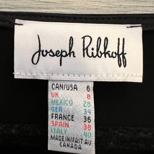 Joseph Ribkoff Elegant Black Sheer Flare Sleeve Ruched Side Blouse Size 6 New with Tags