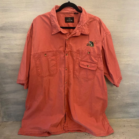 Redhead Button Down Shirt Short Sleeve Coral Red 3XL Good Condition