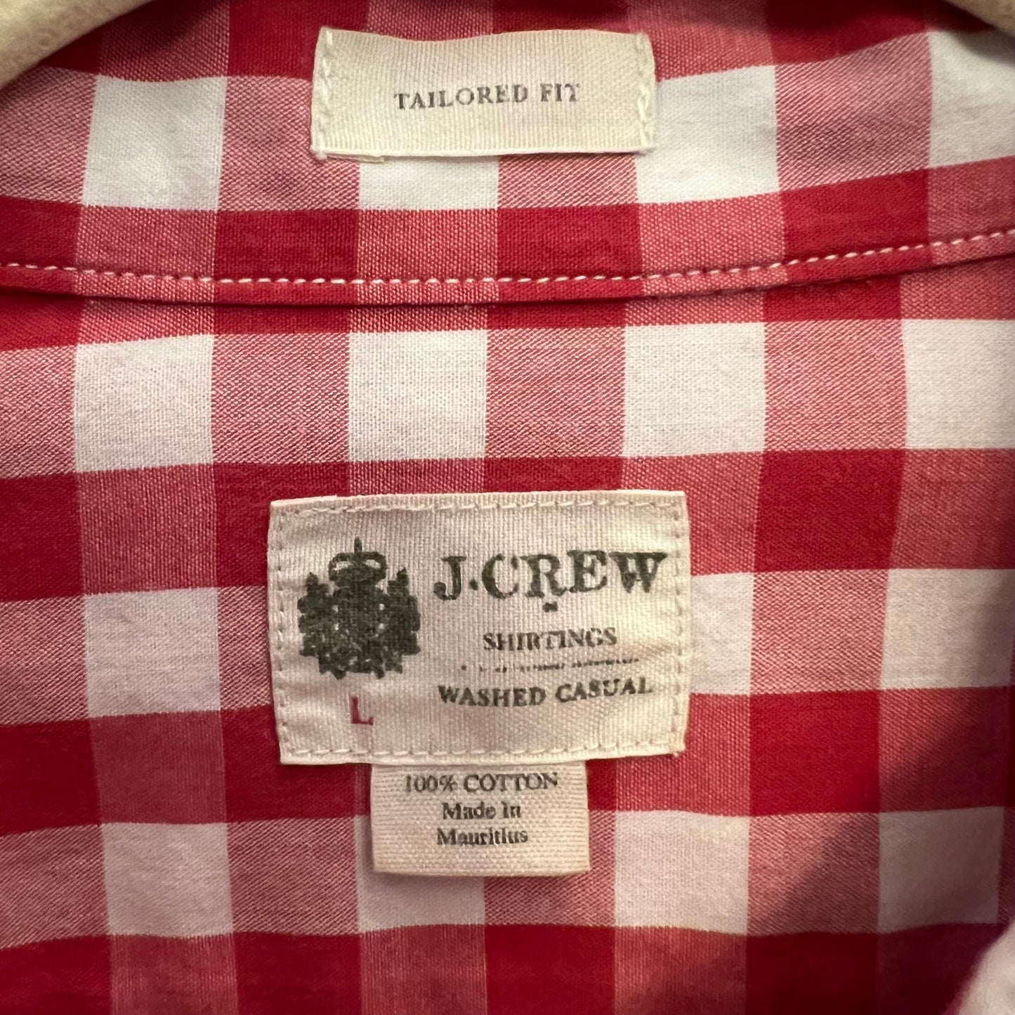 J. Crew 100% Cotton Tailored Fit Buffalo Check Button Down Shirt Size Large Good Condition