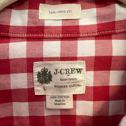 J. Crew 100% Cotton Tailored Fit Buffalo Check Button Down Shirt Size Large Good Condition