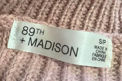 89th + Madison Snap Cowl Neck 3/4 Sleeve Curved Hem Sweater Size S/P Good Condition