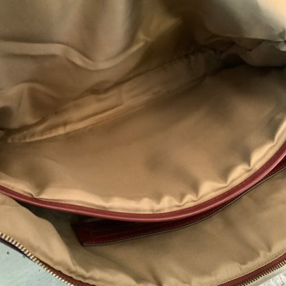 Tutilo New York Burgundy Faux Leather Nylon Briefcase Laptop Bag Tote w/Wristlet Like New