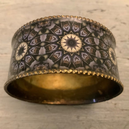 Vintage Boho Enamel Metal Cuff Bangle Bracelet Good Condition