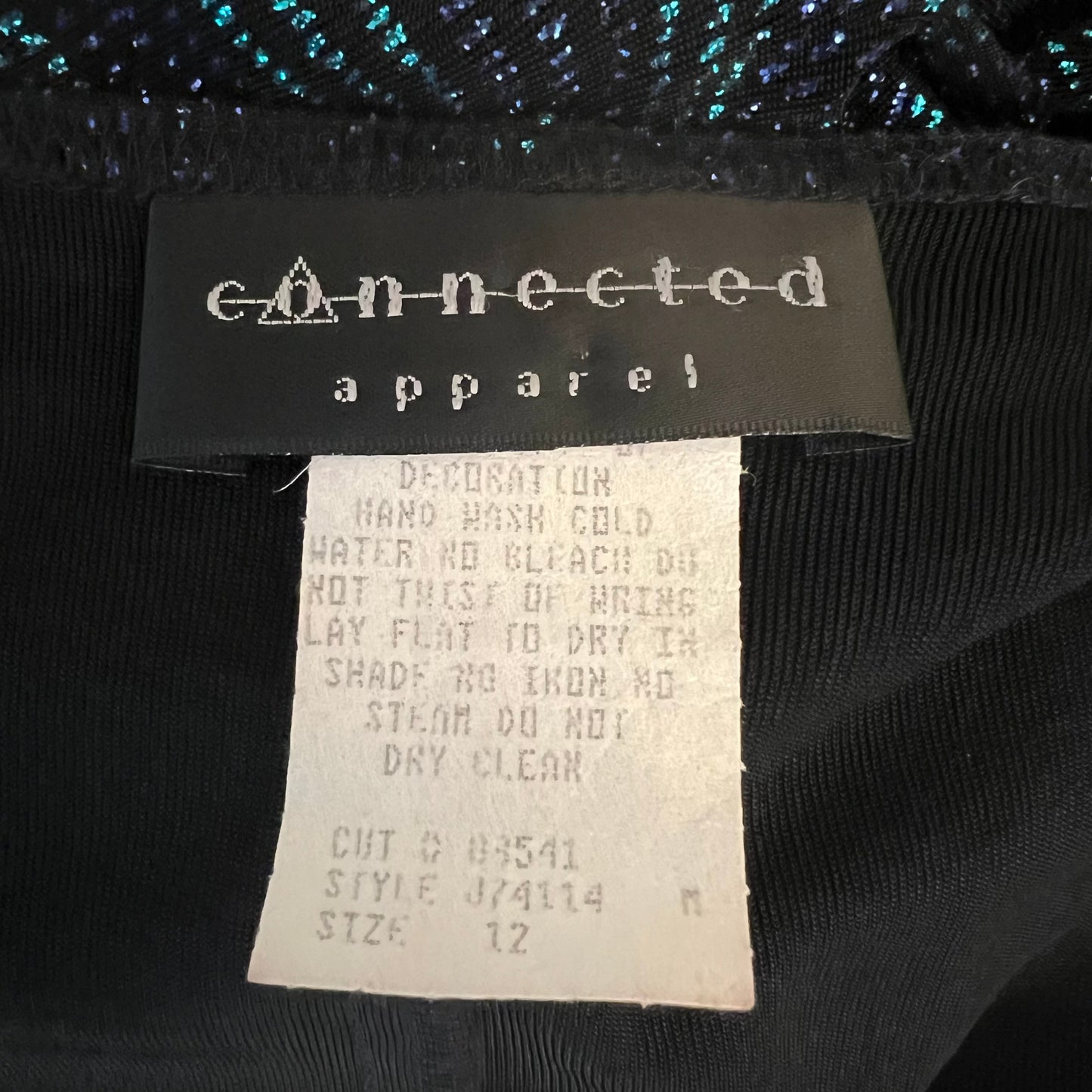 Vintage Connected Apparel Purple Aqua Shimmer Glitter Dot Dress Size 12 Good Condition