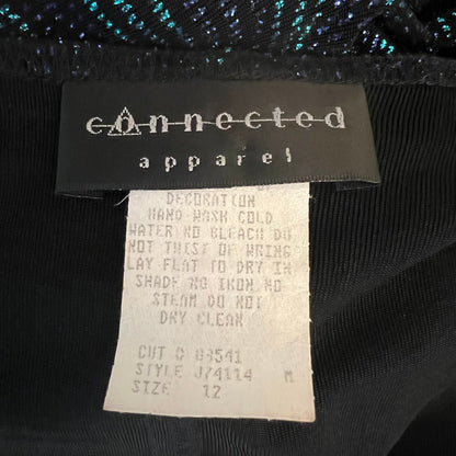 Vintage Connected Apparel Purple Aqua Shimmer Glitter Dot Dress Size 12 Good Condition