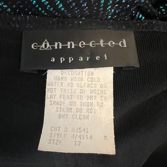 Vintage Connected Apparel Purple Aqua Shimmer Glitter Dot Dress Size 12 Good Condition