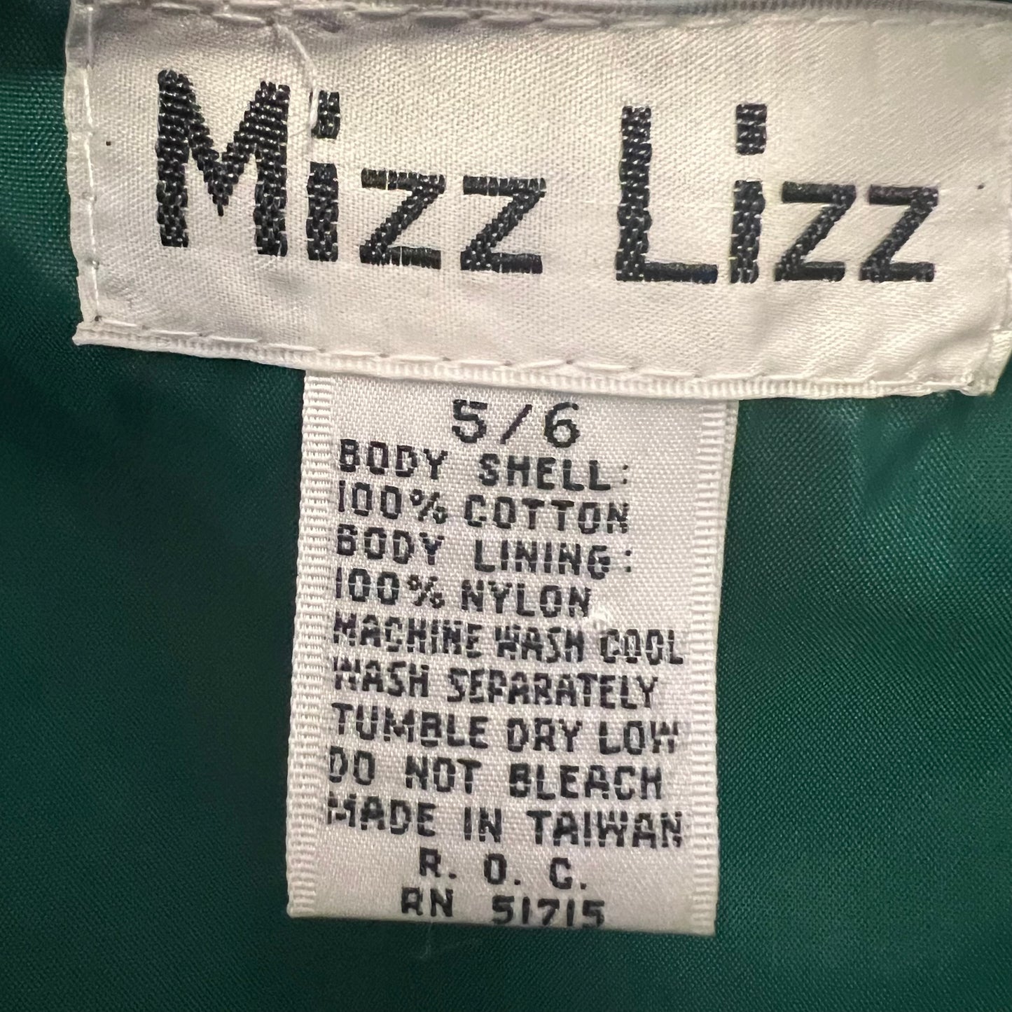 Vintage Mizz Lizz 100%Cotton Kelly Green Thin Corduroy Smocked Midi Dress Size 5/6 Good Condition