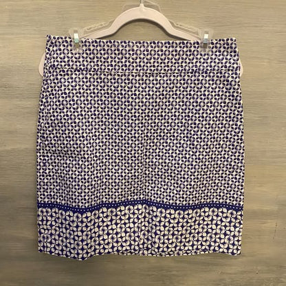 Talbots 97% Cotton Skirt Blue White Print  Size 8 Good Condition