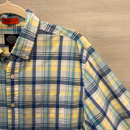 St. John’s Bay Comfort Stretch Pastel Plaid Button Down Shirt Medium Good Condition