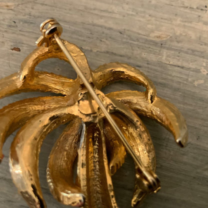 Gold & Silver Tone Palm Tree Brooch Pin Like New