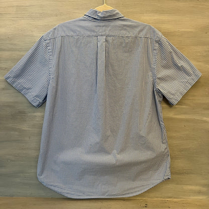 Ralph Lauren 100% Cotton Blue White Buffalo Checked Button Down Shirt Size XL Good Condition