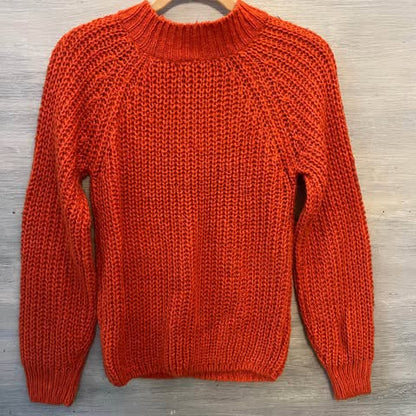 Love by Chesley Orange Crewneck Cable Knit Sweater Size Small Good Condition