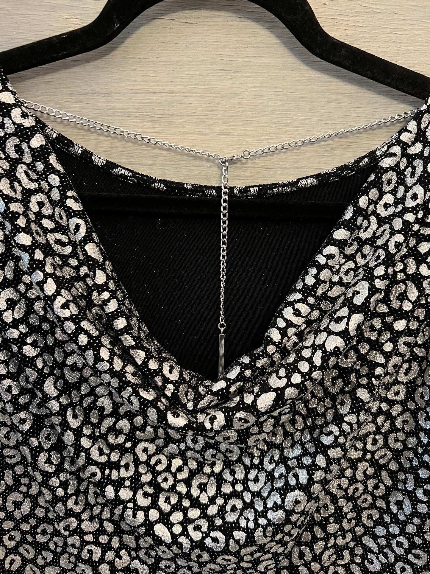 Michael Michael Kors Black Metallic Silver Leopard Print Mini Dress Size 10 New with Tags