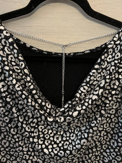 Michael Michael Kors Black Metallic Silver Leopard Print Mini Dress Size 10 New with Tags