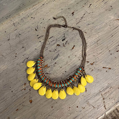 Colorful Multi Layered Chunky Beaded Chain Choker Good Condition