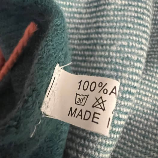 Soft Teal Peach Buffalo Check Plaid Knit Scarf Like New