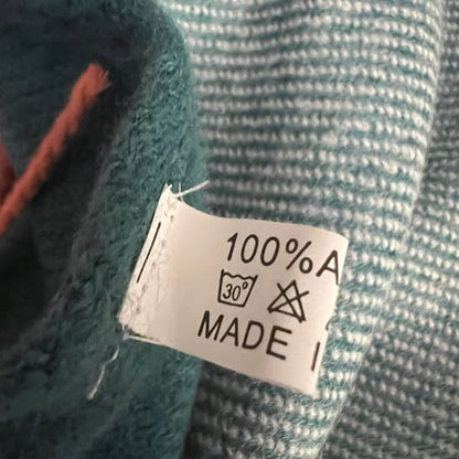 Soft Teal Peach Buffalo Check Plaid Knit Scarf Like New
