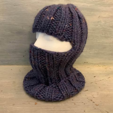 Handmade Women’s Knitted Purple Winter Face Mask Like New