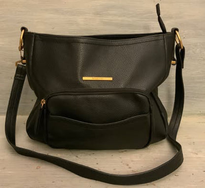 Rosetti Black Faux Leather Shoulder Bag Purse Gold Hardware Like New