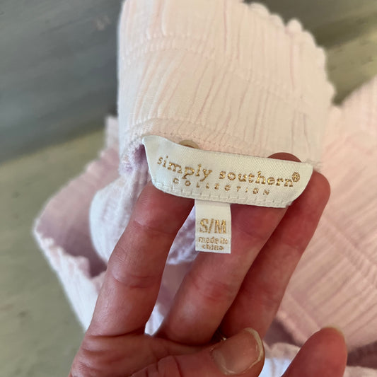 Simply Southern 100% Cotton Pale Pink Muslin High Waist Shorts Size Small/Medium Good Condition
