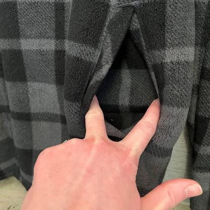 Voyager Men’s Black Grey Plaid Fleece Sherpa Lined Flannel Shacket XL Good Condition