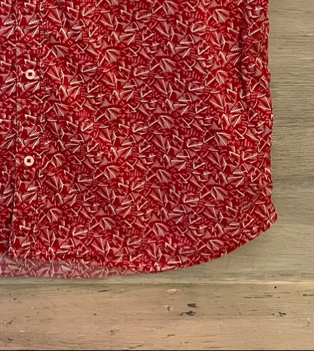 Aeropostale 100% Cotton Red Abstract Print Short Sleeve Button Down Shirt XL Good Condition