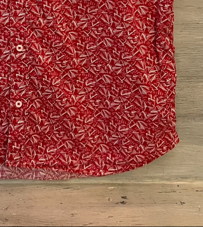 Aeropostale 100% Cotton Red Abstract Print Short Sleeve Button Down Shirt XL Good Condition