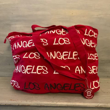 Robin Ruth XLarge Canvas Tote Bag Red Travel Overnight Gym Like New