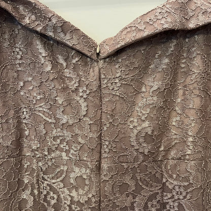 R&M Richards Taupe Shimmer Lace Mermaid Gown Size 16 Good Condition