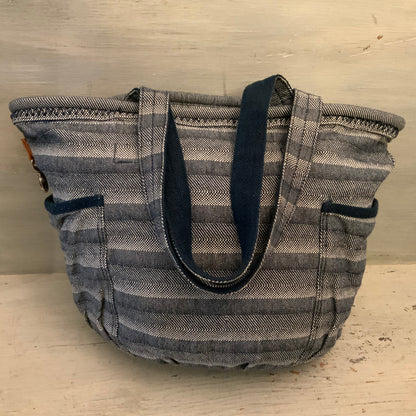 Thirty One Retro Metro Navy Blue Canvas Tote Bag Purse Good Condition