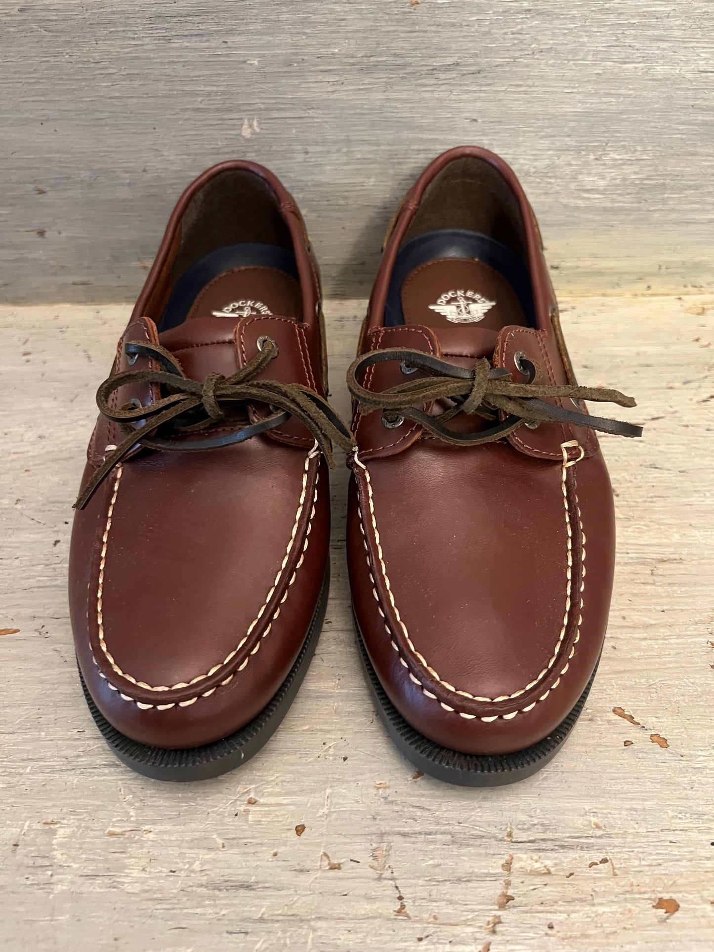 Dockers Men’s Brown Leather Lace Up Loafer Boat Shoes 9.5 Like New