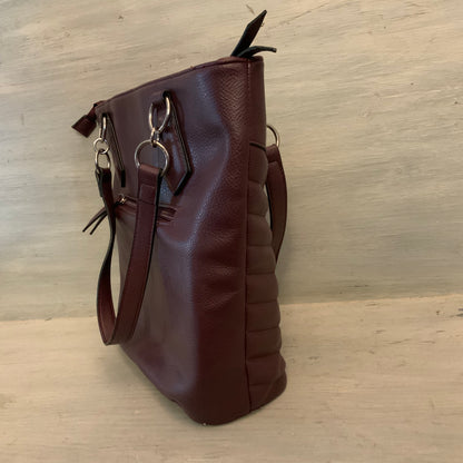 Nicole Miller Burgundy Faux Leather Shoulder Bag Purse Good Condition