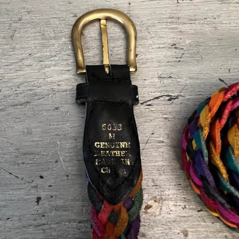 Multicolor Genuine Leather Braided Belt Good Condition